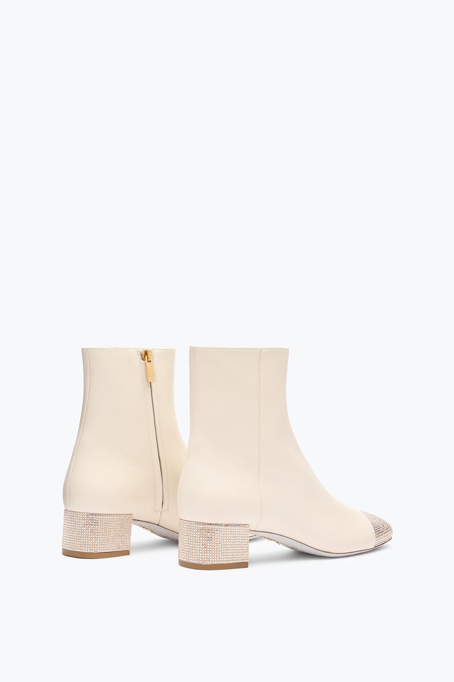 BONNIE ANKLE BOOT IN IVORY LEATHER AND GOLD CRYSTALS 40