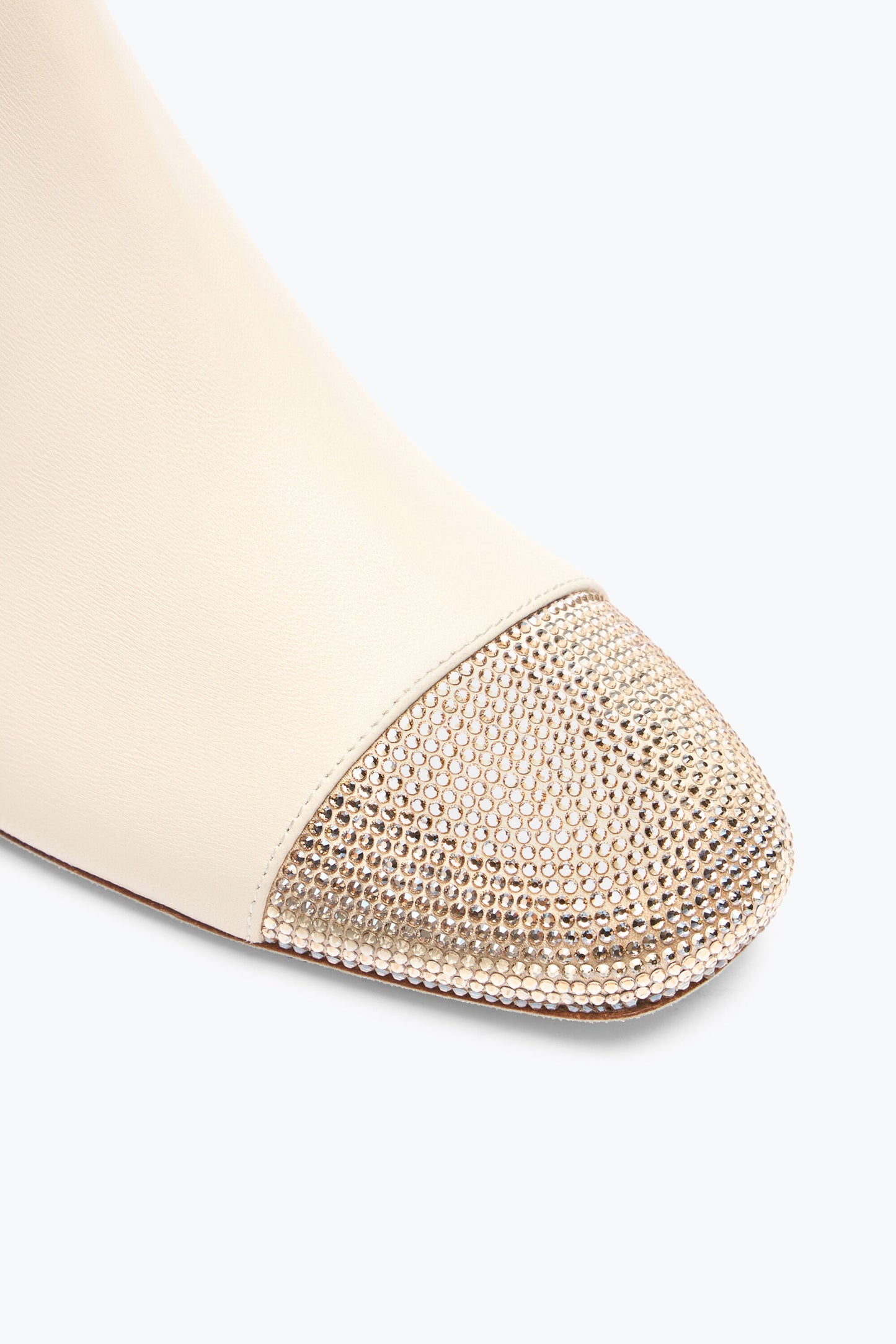 BONNIE ANKLE BOOT IN IVORY LEATHER AND GOLD CRYSTALS 40
