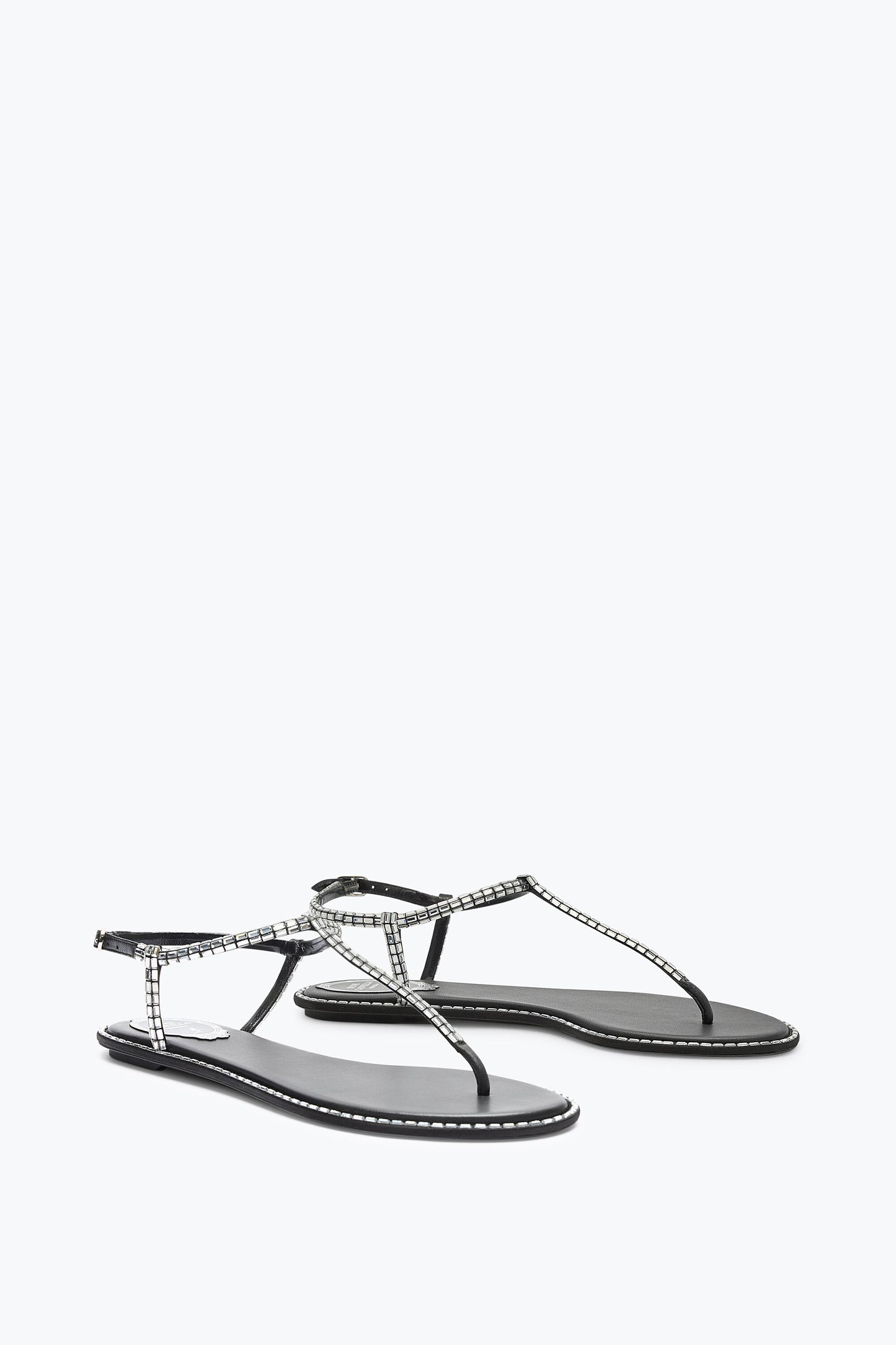 BLACK DIANA SANDAL WITH CRYSTAL BAGUETTE 10