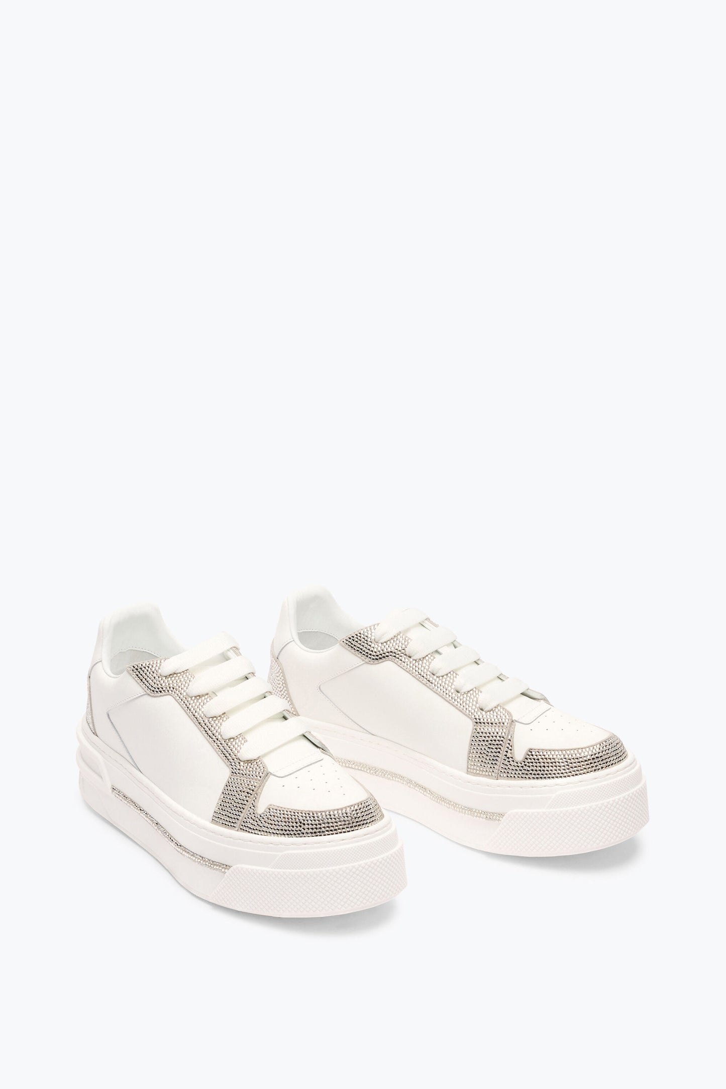 SNEAKER XTRA WHITE-SILVER WITH CRYSTALS 50