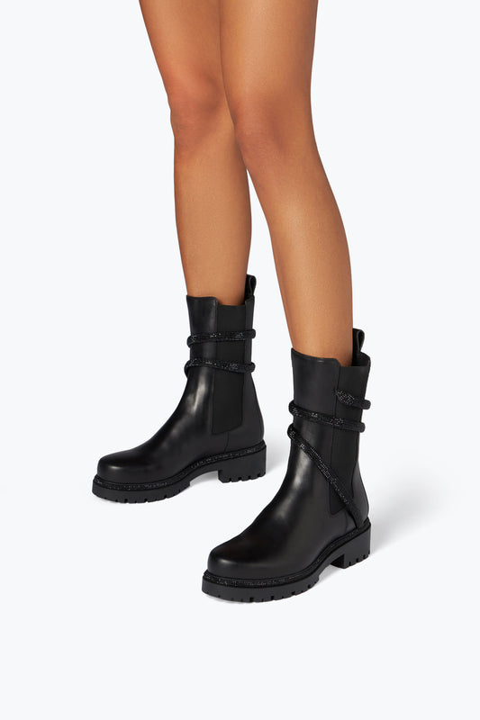CLEO BLACK ANKLE BOOT WITH CRYSTALS 25