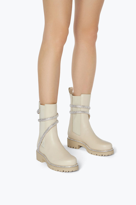 CLEO WHITE LEATHER ANKLE BOOT 25