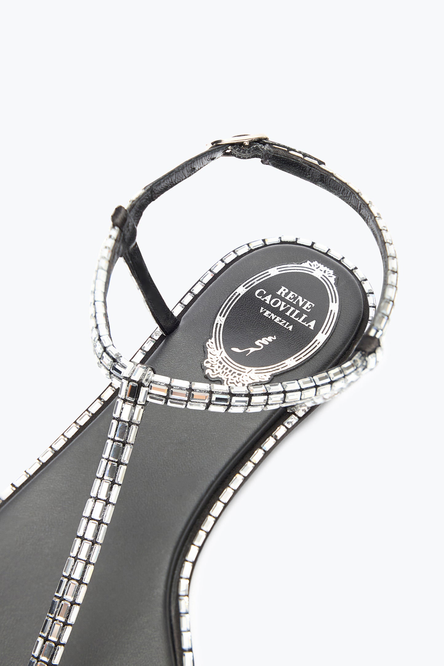 BLACK DIANA SANDAL WITH CRYSTAL BAGUETTE 10